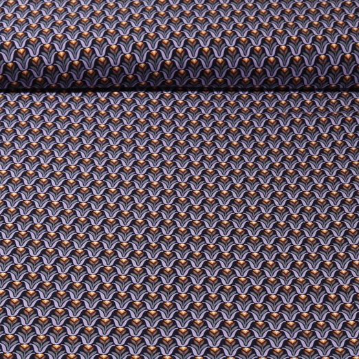 Viskose-Popeline - Tulpen Retro Navy