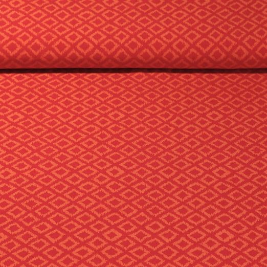 Popeline de viscose - Carrés Rouge