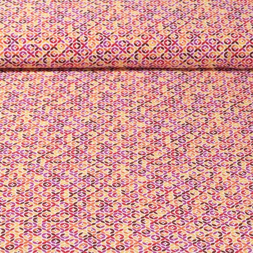 Popeline de viscose - Motif géométrique Blanc Multicolore