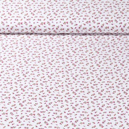 Popeline de viscose - Mini-bouquets Blanc laine