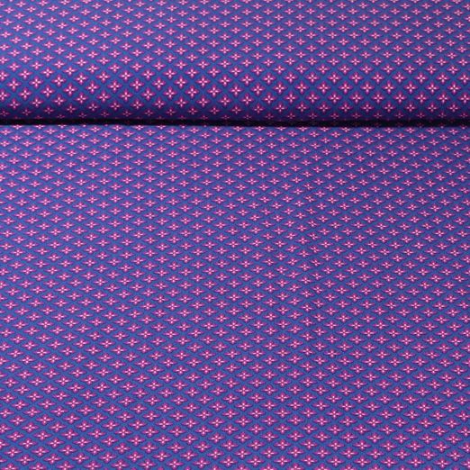 Popeline de viscose - Petites fleurs Bleu roi