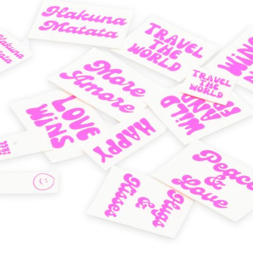 40 étiquettes en SnapPap Blanc/Rose fluo - Hippie
