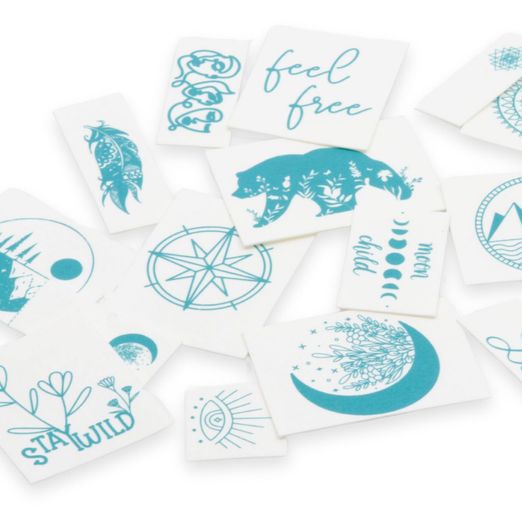 40 étiquettes en SnapPap Blanc/Turquoise - Images Bohème