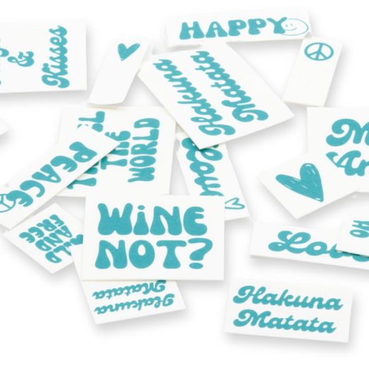 40 étiquettes en SnapPap Blanc/Turquoise - Hippie