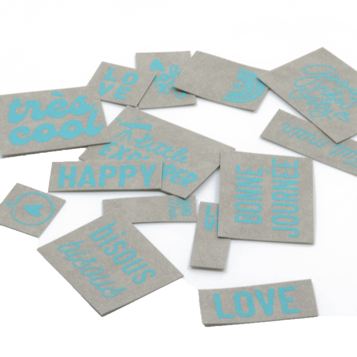 40 étiquettes en SnapPap Gris/Turquoise - Messages-0 40 étiquettes en SnapPap Gris/Turquoise - Messages-0