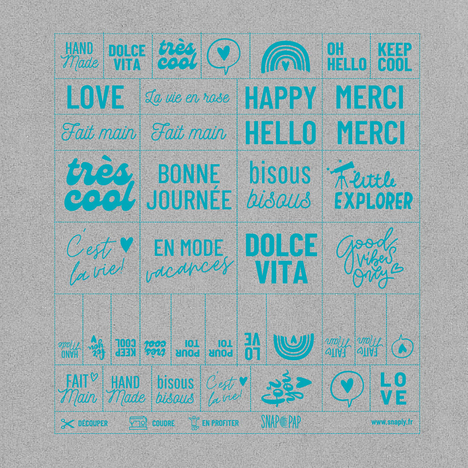40 étiquettes en SnapPap Gris/Turquoise - Messages-1 40 étiquettes en SnapPap Gris/Turquoise - Messages-1
