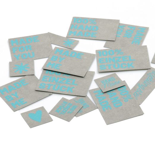 SnapPap Label grau/türkis - Handmade
