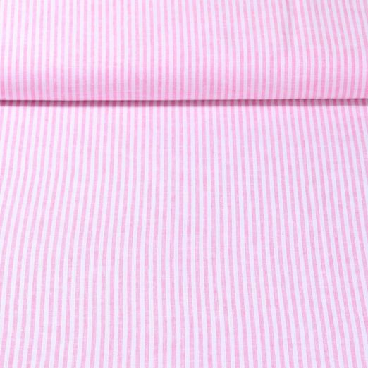 Baumwoll-Leinen - Streifen Ecru Rosa