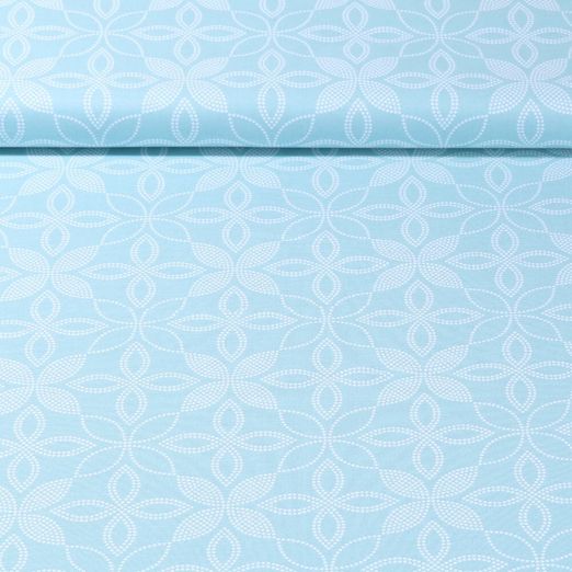 Tissu coton Gütermann - Collection brillante Fleurs Bleu glacier