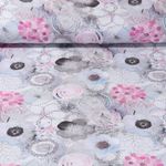 Popeline de viscose - Impression digitale Fleurs Gris