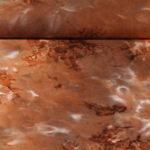 Popeline de coton - Tie and Dye Marron clair