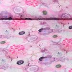 Popeline de viscose - Impression digitale Fleurs Rose