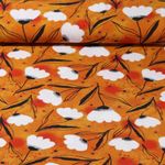 Popeline de viscose - Impression digitale Fleurs Orange