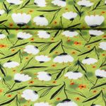 Popeline de viscose - Impression digitale Fleurs Vert pomme