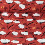 Popeline de viscose - Impression digitale Fleurs Rouge