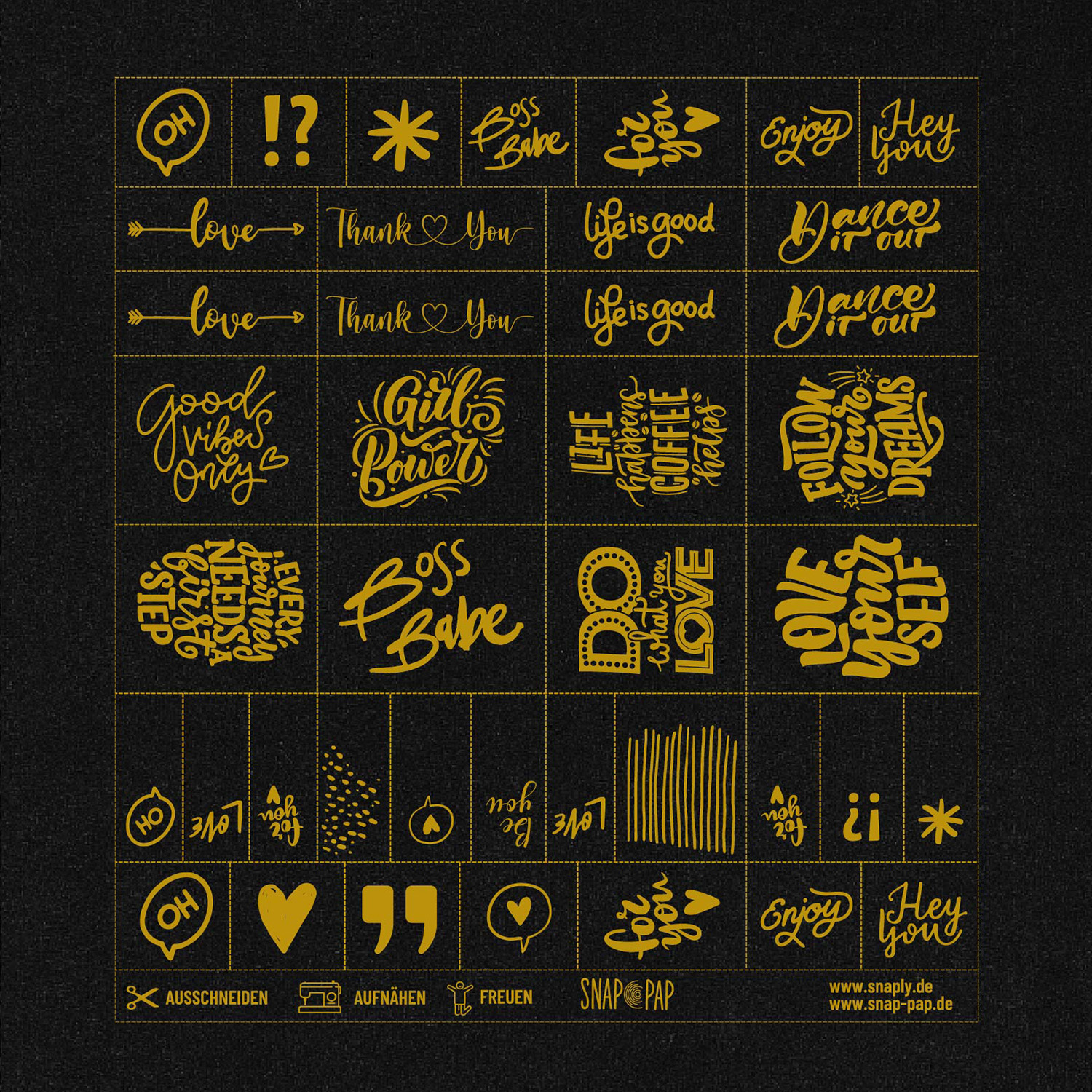ReLeda Label Bogen - Lettering - schwarz/gold-1 ReLeda Label Bogen - Lettering - schwarz/gold-1