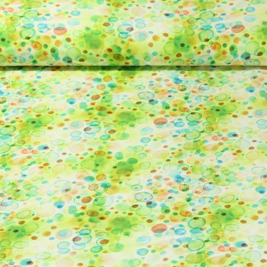 Viskose Popeline - Digitaldruck Bunte Blubber Apfelgrün
