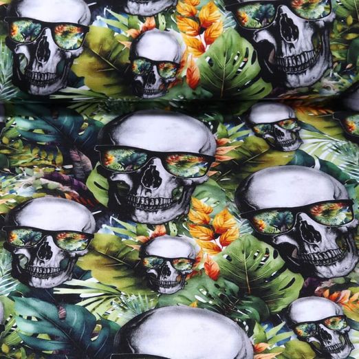 Sweat d'été - French Terry Imp. Digitale Têtes de mort Multicolore