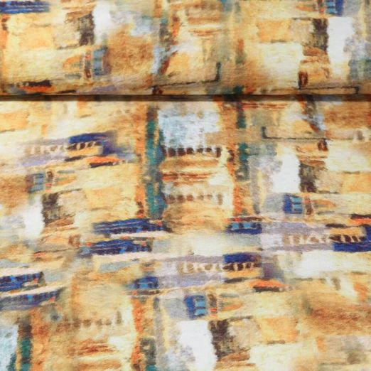 Popeline de viscose - Impression digitale Motifs abstraits Jaune