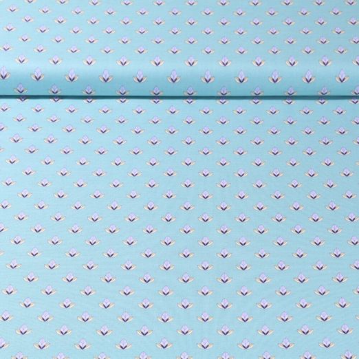 Coton Gütermann - Collection Bright Side Fleurs Bleu glacier