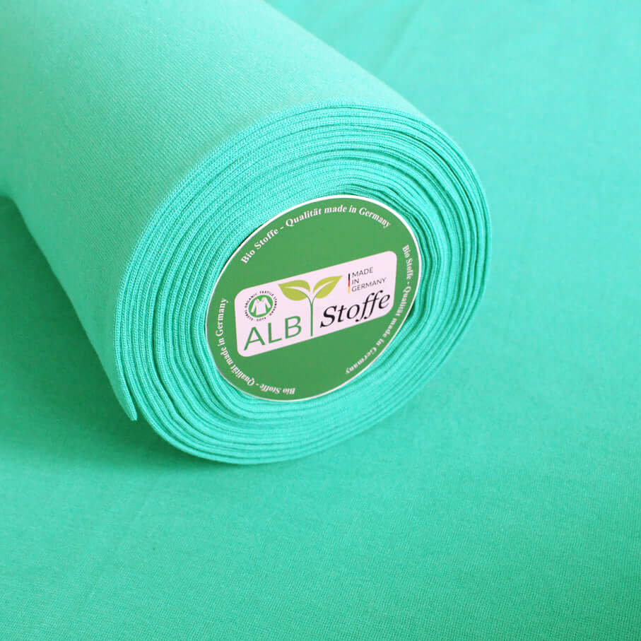 Albstoffe Bio Bündchen - Uni Verdino Mint-1 Albstoffe Bio Bündchen - Uni Verdino Mint-1