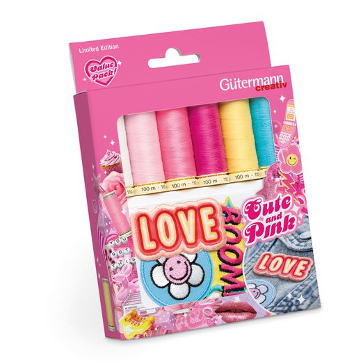 Gütermann Nähfaden-Set Cute & Pink - 6x100m mit Applikationen Gütermann Nähfaden-Set Cute & Pink - 6x100m mit Applikationen