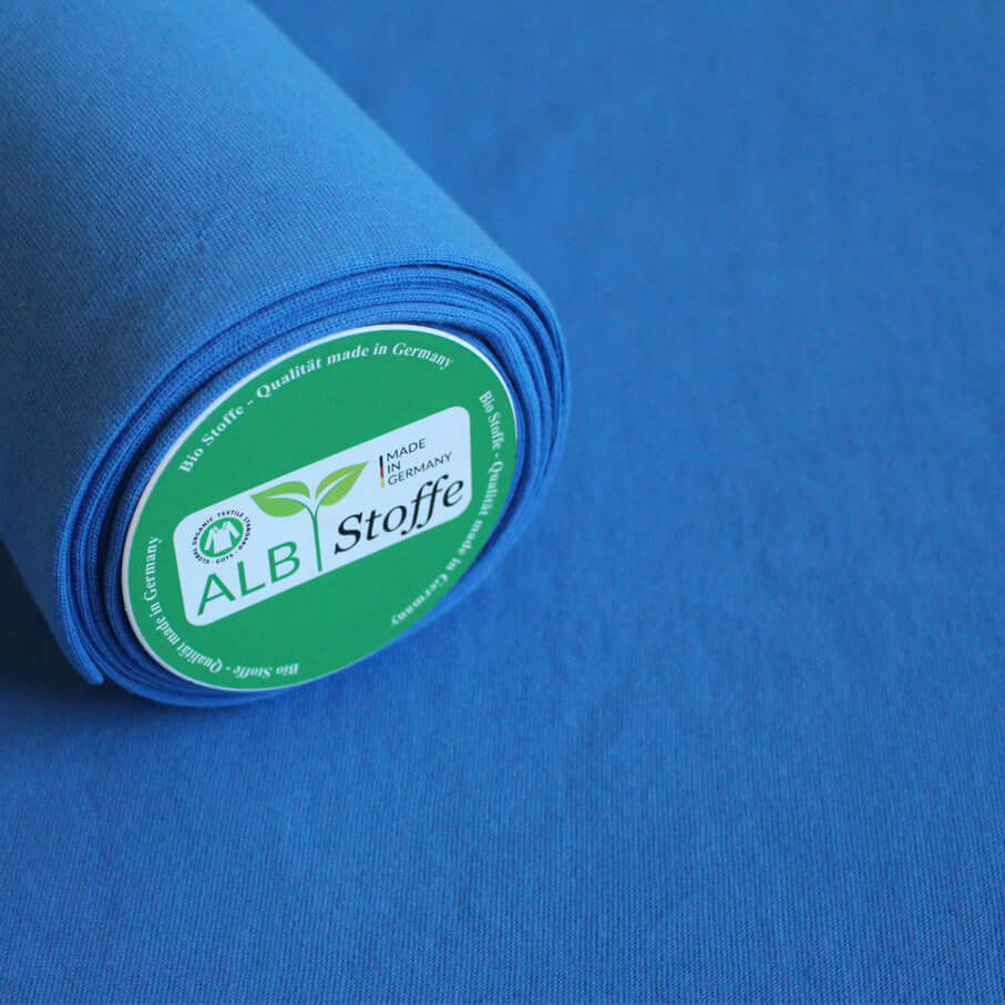 Albstoffe Bio Bündchen - Uni Bluette Blau-1 Albstoffe Bio Bündchen - Uni Bluette Blau-1