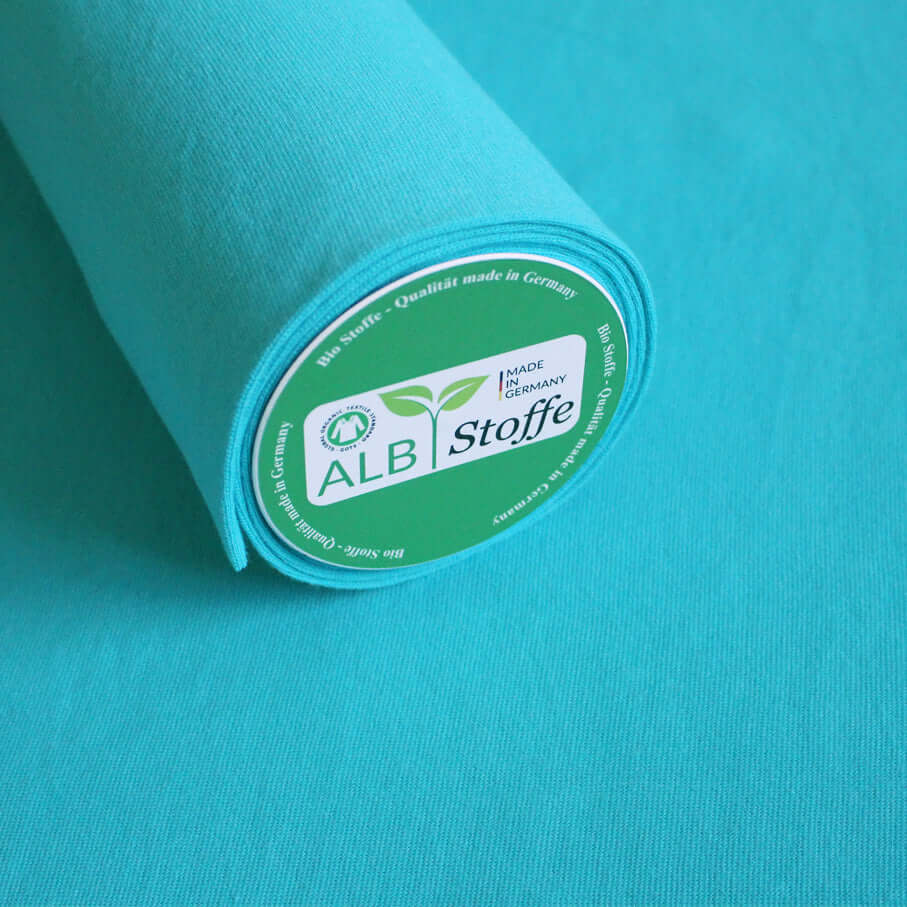 Albstoffe Bio Bündchen - Uni Türkis-1 Albstoffe Bio Bündchen - Uni Türkis-1
