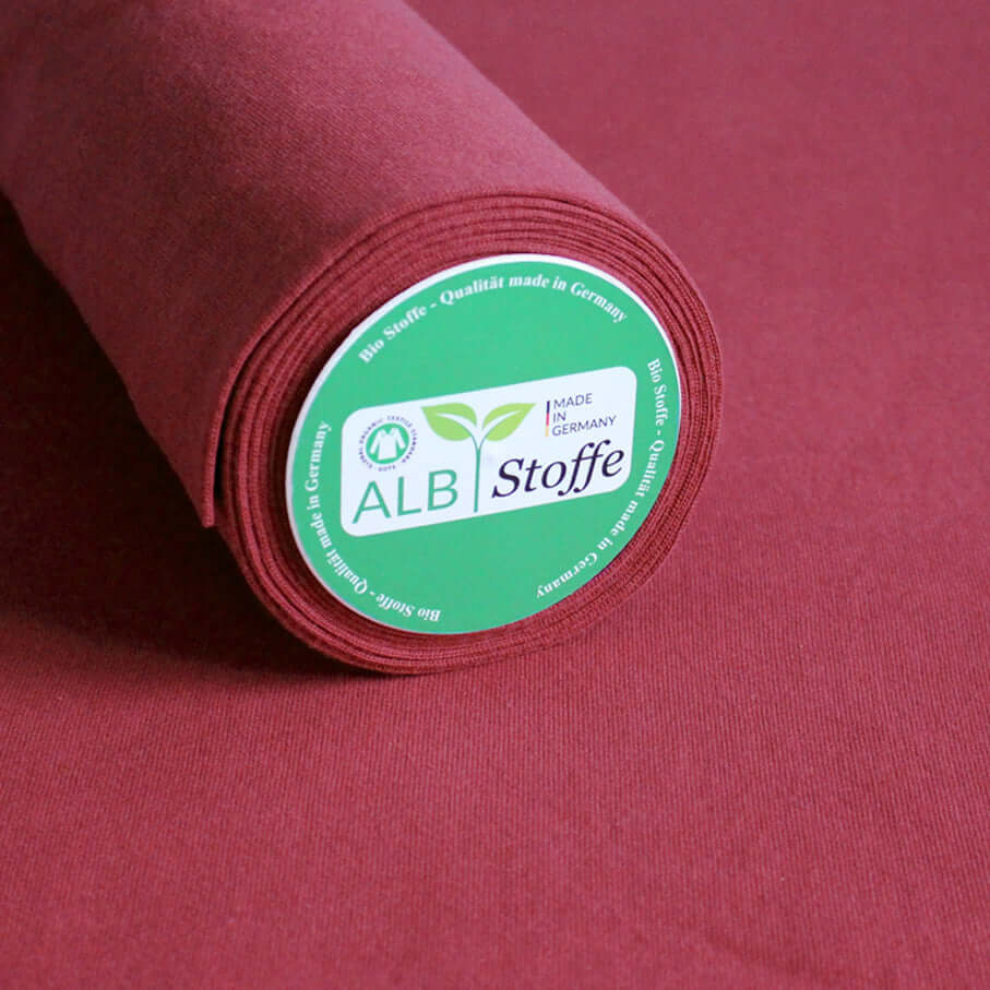 Albstoffe Bio Bündchen - Uni Prugna Rot-1 Albstoffe Bio Bündchen - Uni Prugna Rot-1
