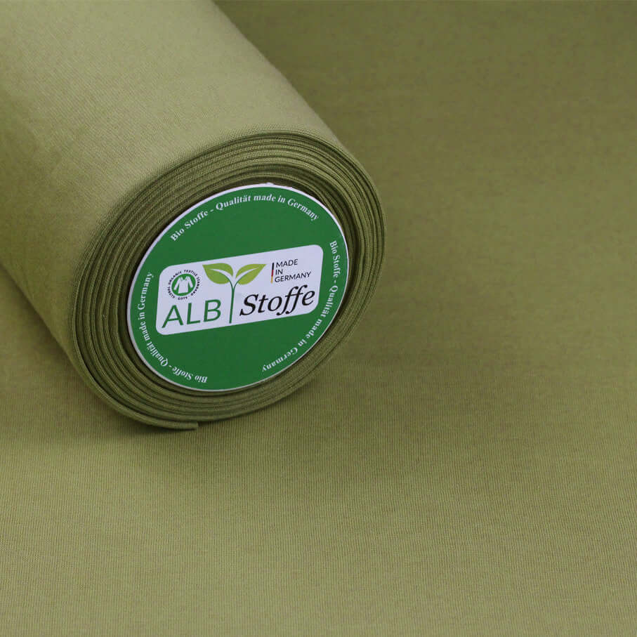 Albstoffe Bio Bündchen - Uni Caccia Grün-1 Albstoffe Bio Bündchen - Uni Caccia Grün-1