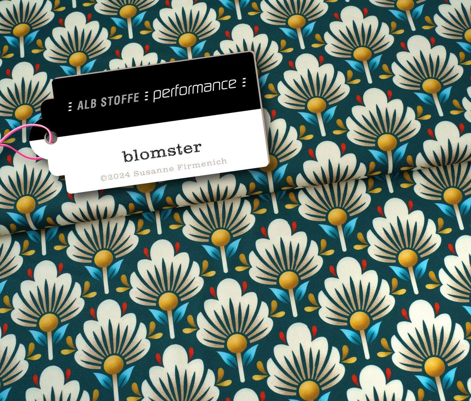 Collection Performance Albstoffe - Blomster Bleu pétrole-0 Collection Performance Albstoffe - Blomster Bleu pétrole-0