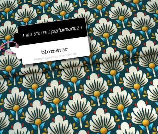 Collection Performance Albstoffe - Blomster Bleu pétrole Collection Performance Albstoffe - Blomster Bleu pétrole