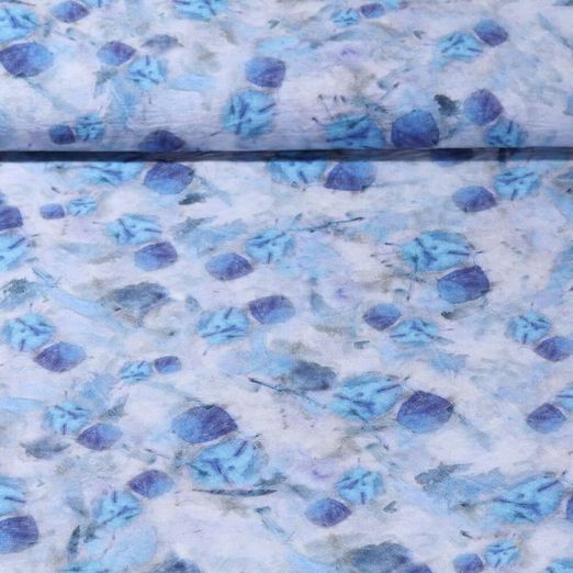 Popeline de viscose - Impression digitale Feuilles aquarelle Gris clair