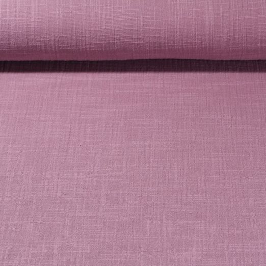 Mousseline de coton Slub effet lin Edouard - Uni Mauve