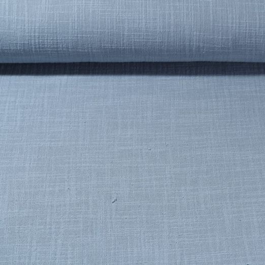 Mousseline de coton Slub effet lin Edouard - Bleu jean