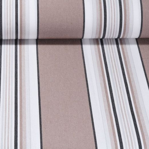 Tissu d´extérieur - Revêtement téflon Rayures teintées dans la masse Marron