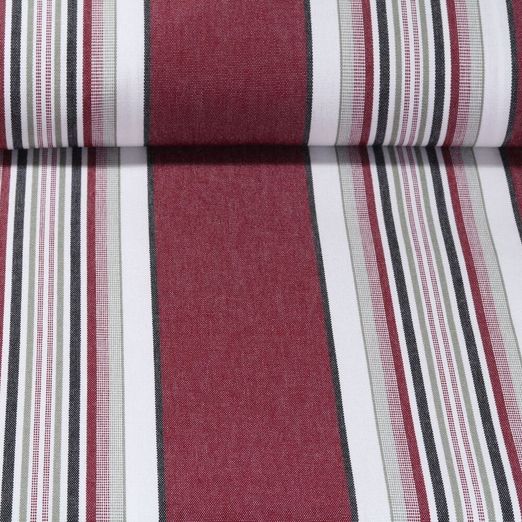 Tissu d´extérieur - Revêtement téflon Rayures teintées dans la masse Rouge