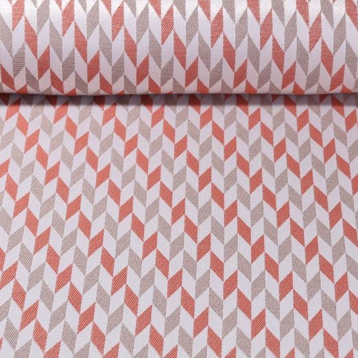 Outdoorstoff - Teflonbeschichtet Jacquard Rauten Beige Terracotta