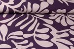 Toile de coton canevas - Feuilles vintages Aubergine