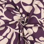Katoenen canvas - Vintage bladeren aubergine Katoenen canvas - Vintage bladeren aubergine