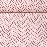 Cretonne de coton vintage - Fleurs Beige Rouge