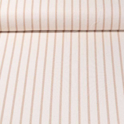 Cretonne de coton vintage - Rayures Beige Sable