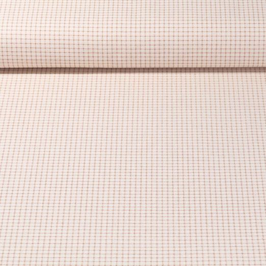 Cretonne de coton vintage - Carreaux Beige Sable
