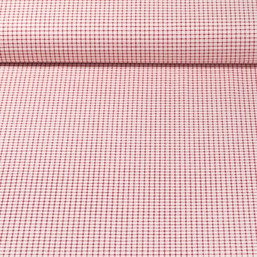 Cretonne de coton vintage - Carreaux Beige Rouge