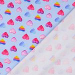 Jersey - Digitaldruck Bunte Herzen Hellblau Jersey - Digitaldruck Bunte Herzen Hellblau