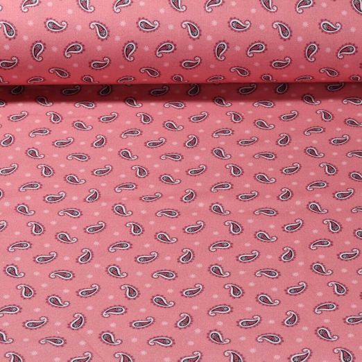 Baumwoll-Popeline - Paisley Rosa 