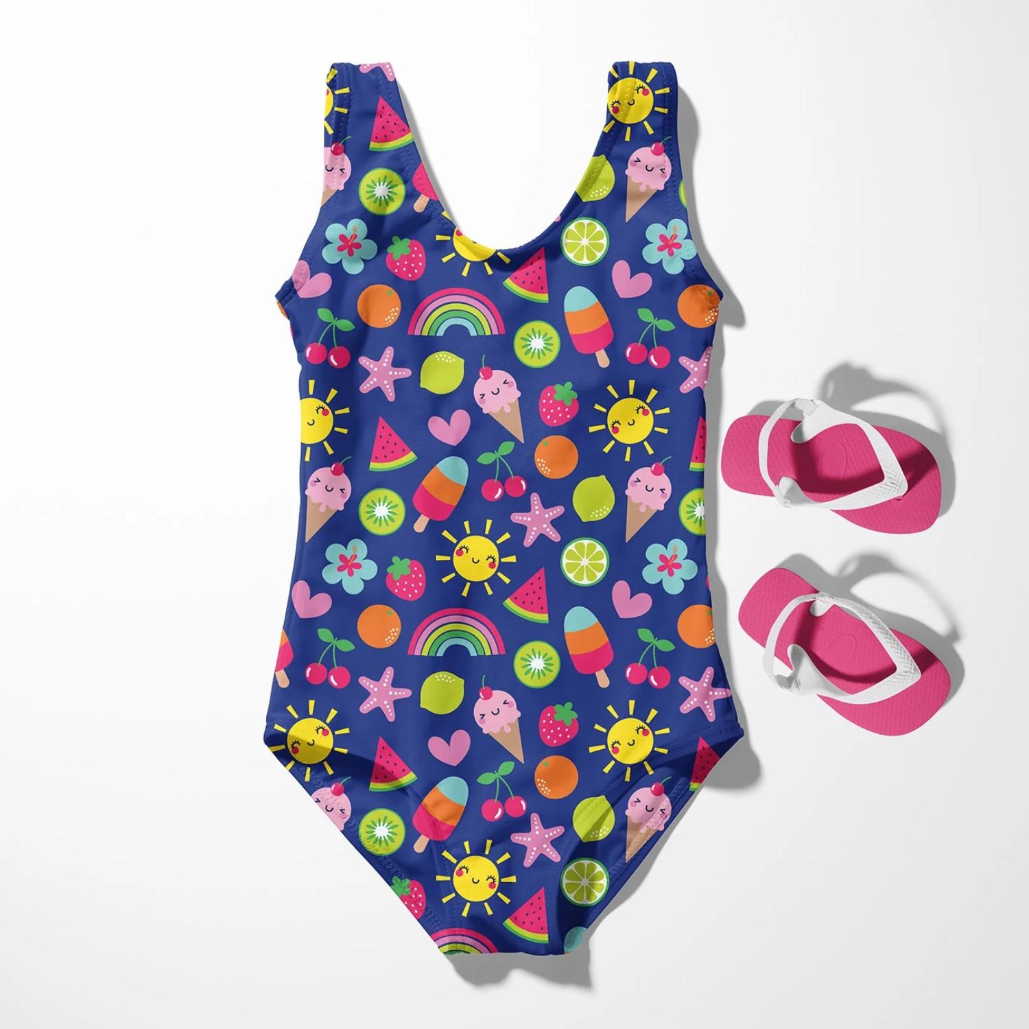 Tissu sport et maillot de bain - UPF50 Impression digitale Sorbets Bleu marine foncé Recyclé-1 Tissu sport et maillot de bain - UPF50 Impression digitale Sorbets Bleu marine foncé Recyclé-1