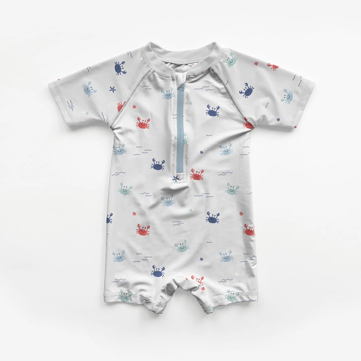 Tissu sport et maillot de bain - UPF50 Impression digitale Crabes Blanc Recyclé-1 Tissu sport et maillot de bain - UPF50 Impression digitale Crabes Blanc Recyclé-1