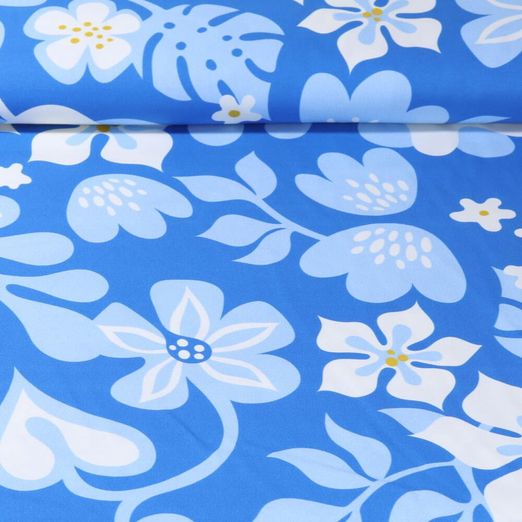 Bio Baumwoll-Satin - Hamburger Liebe Digitaldruck Al Lago Fiori Blau