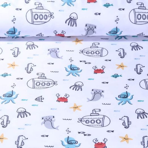 Tissu sport et maillot de bain - UPF50 Impression digitale Sous l'eau Blanc Recyclé 